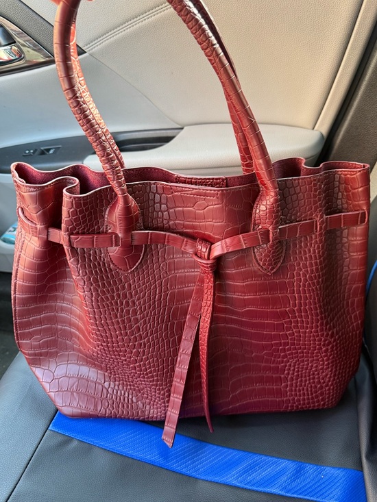 Zara Handbags - Zara Croc-Embossed Tote in Wine Red